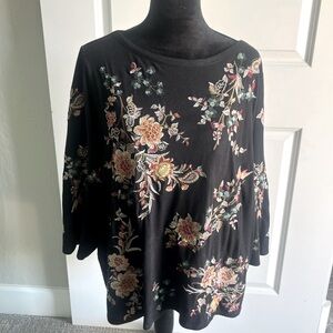 Embroidered 3/4 Sleeve JJill top size XL